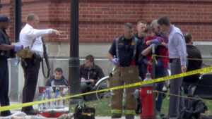 A girl is led to an ambulance by emergency personnel following an attack at Ohio State University's campus in Columbus, Ohio, U.S. November 28, 2016. Courtesy of Colin Hass-Hill/thelantern.com/Handout via REUTERS ATTENTION EDITORS - THIS IMAGE WAS PROVIDED BY A THIRD PARTY. EDITORIAL USE ONLY. NO ARCHIVES. NO SALES. MANDATORY CREDIT.