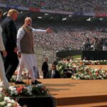 U.S. President Donald Trump, first lady Melania Trump and Indian Prime Minister Narendra Modi arrive for a "Namaste Trump" event during Trump's visit to India, at Sardar Patel Gujarat Stadium, in Ahmedabad, India, February 24, 2020. REUTERS/Al Drago - RC2X6F9LWB5U