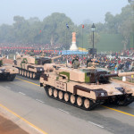 The MBT Arjun Tanks passes through the Rajpath during the full dress rehearsal for the Republic Day Parade-2010, in New Delhi on January 23, 2010.